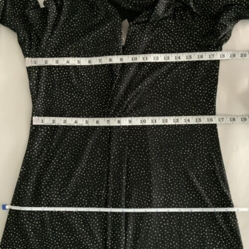 J. Jill Wearever Collection Polka-dot Faux Wrap Dress Black Cream XS - Picture 7 of 13